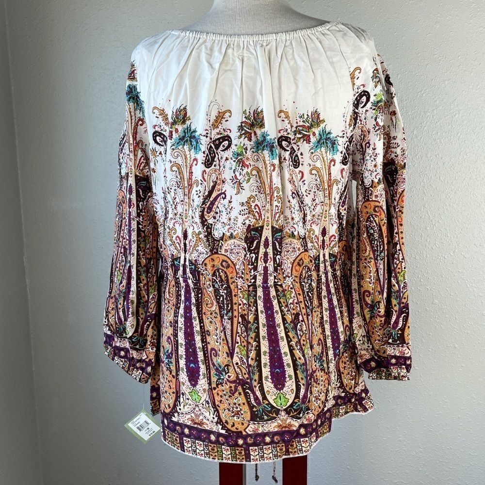 NWT Passports Paisley Tunic Top Size M - Picture 6 of 9